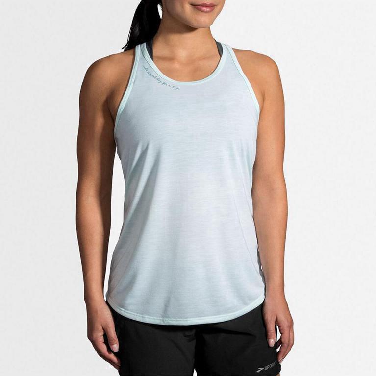 Brooks Distance Graphic Hardlooptanktop voor Dames Wit (FABWI-0679)